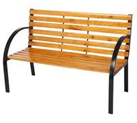 Banc de jardin Banc de parc Bois massif Métal revêtu par poudre Naturel clair