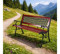 Banc de jardin Banc de parc en bois massif métal époxy brun/noir