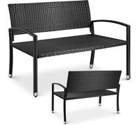 Banc de jardin - Banc de siège en résine tressée pour 2 personnes - Résistant aux intempéries, idéal pour balcon et jardin - Canapé d'extérieur moderne - Dimensions : 122 x 62 x 90 cm