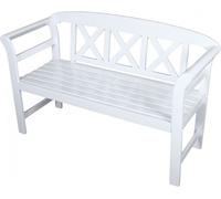 Banc de jardin Banc en bois blanc lavé, 2 places en eucalyptus L128xl50xH80cm