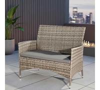Banc de jardin Banc en rotin Polyrattan Coussin d'assise Housse d'assise Outdoor grise