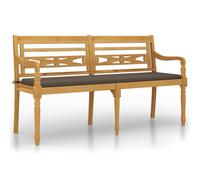 vidaXL Banc Batavia avec coussin Taupe 150 cm bois massif teck