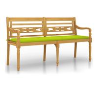 vidaXL Banc Batavia avec coussin vert clair 150 cm bois massif teck