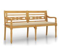 vidaXL Banc Batavia avec coussin beige 150 cm bois massif teck