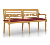 vidaXL Banc Batavia avec coussin rouge vin 150 cm bois massif teck