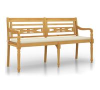 vidaXL Banc Batavia avec coussin crème 150 cm bois massif teck