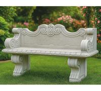 Banc de jardin Casa Padrino en béton style baroque, gris, 140 cm - Mobilier de jardin de style baroque - Fabriqué en Italie