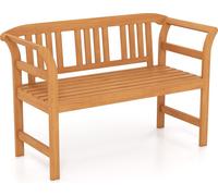 Banc de jardin COSTWAY, banc frison 2 places résistant aux intempéries, banc en bois d'acacia, banc de parc avec accoudoirs, banc de balcon jusqu'à 360 kg, vertical