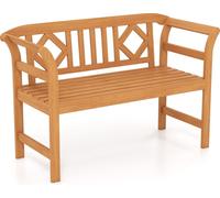 Banc de jardin COSTWAY, banc frison 2 places résistant aux intempéries, banc en bois d'acacia, banc de parc avec accoudoirs, banc de balcon jusqu'à 360 kg, losange
