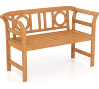 Banc de jardin COSTWAY, banc frison 2 places résistant aux intempéries, banc en bois d'acacia, banc de parc avec accoudoirs, banc de balcon jusqu'à 360 kg, forme en O