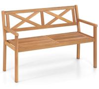Banc de jardin COSTWAY en bois, banc en bois, banc 2 places, banc de balcon avec accoudoirs, banc de terrasse, banc de parc pour jardin, balcon, terrasse, 119 x 56 x 80 cm