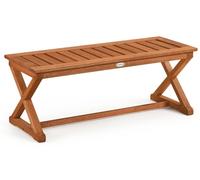 Banc de jardin COSTWAY, pour 2 personnes, résistant aux intempéries, banc sans dossier, banc en bois, banc pour balcon en bois dur, banc d'entrée supportant jusqu'à 200 kg, banc à fleurs de 110x42x43