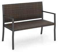Banc de jardin COSTWAY, résistant aux intempéries, 110 x 55 x 84 cm, banc d'extérieur pour balcon pour 2 personnes, jusqu'à 360 kg, banc en résine tressée avec assise rembourrée de mousse, banc de ter