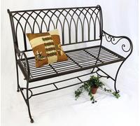 Banc de jardin DanDiBo Métal Résistant aux intempéries Marron 110 cm Banc de parc Romina 2 places Banc d'arbre Banc
