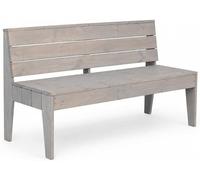 Banc de jardin de 150 cm en bois , pour 2 à 3 personnes | Banc d'extérieur résistant aux intempéries, avec dossier et finition gris patiné. Mobilier de balcon moderne, idéal pour la terrasse, l'entrée