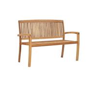 vidaXL Banc de jardin empilable 2 places 128,5 cm bois massif teck