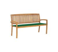 Banc de jardin empilable et coussin 159 cm Bois de teck massif