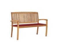 Banc de Jardin Empilable et Coussin Meuble de Jardin Banc de Patio Meuble d'Extérieur Banc de Terrasse Parc 128,5 cm Bois de Teck Massif