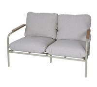Banc De Jardin En Aluminium Hwc-O11, Outdoor Banc 2 Places Canapé, Tissu Oléfine (205 G/M²) 125cm Vert Clair Rembourrage Beige Vert