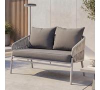 Banc De Jardin En Aluminium Hwc-P90, Canapé De Jardin, Banc D'extérieur, Tressage En Corde, Tissu/Textile (180 G/M²) Gris Clair Gris