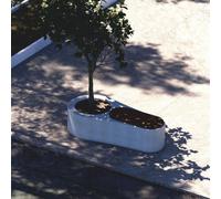 Banc de jardin en béton de luxe Casa Padrino avec pot à fleurs, blanc/marron foncé, 145 cm