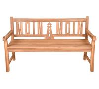 Banc de jardin en bois 150 cm – 3 places, en teck huilé, motif phare, résistant aux intempéries