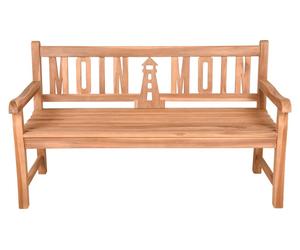 Banc de jardin en bois 150 cm – 3 places, en teck huilé, motif phare, résistant aux intempéries