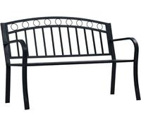 Banc de jardin en bois, banc de repos, banc de parc pour 2 à 3 personnes, banc pour balcon, banc public, banc d'entrée, banc de terrasse pour terrasse, balcon, jardin, 125 cm, noir, acier - 659