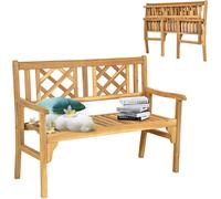 Banc de jardin en bois COSTWAY, banc public pliable, banc en bois jusqu'à 320 kg, banc de siège pour jardin, mobilier de jardin, banc pour terrasse, idéal pour balcon, jardin, véranda, dimensions : 11
