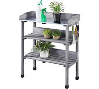 Banc de jardin en bois - Établi d'extérieur - Table de travail grise