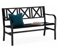 Banc de jardin en métal Relaxdays, 2 places, robuste, pour terrasse ou balcon, banc de détente H x l x P 81 x 127 x 56 cm, acier, noir