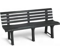 Banc de jardin en plastique 3 places 145 x 74 cm - anthracite - banc de jardin avec dossier résistant aux intempéries 200 kg de capacité de charge