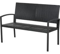 Banc de jardin en poly rotin - Banc d'extérieur - Cadre en acier - Résistant aux intempéries - Simple face - Avec accoudoirs - Montage facile - 122x60x85 cm - Lavande