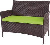 Banc De Jardin Halden En Polyrotin, Banquette Marron Chiné, Coussin Vert Marron