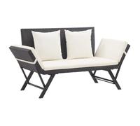 vidaXL Banc de jardin 176 cm en résine tressée poly rotin avec coussins noir