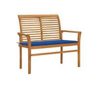 Banc de jardin et coussin bleu royal 112 cm Bois de teck massif
