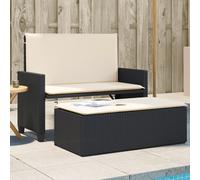 vidaXL Banc de jardin avec coussin et tabouret Beige Poly Rattan