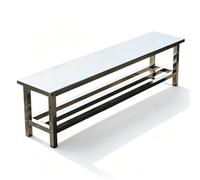 Banc de Jardin Exterieur en Acier Inoxydable 304 avec Étagère À Chaussures | Banc Extérieur Métal avec Bords Arrondis pour Entrée, Atelier, Salle de Bain et Vestiaire, Facile À Nettoyer(55.12"/140cm)