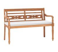 vidaXL Banc de jardin Batavia avec coussins 120 cm teck