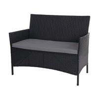 Banc De Jardin Halden En Polyrotin Anthracite, Coussin Anthracite Noir