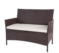Banc De Jardin Halden En Polyrotin, Banquette Marron Chiné, Coussin Crème Marron