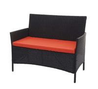 Banc De Jardin Halden En Polyrotin Noir, Coussin Terre Cuite Noir
