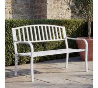 Banc de jardin HWC-F43, Banc de parc Banc, 2 places acier revêtu par poudre ~ blanc