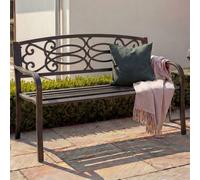 Banc De Jardin Hwc-F44, Banc Du Parc, 2 Places, Acier Thermolaqué Bronze Vintage Marron