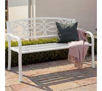 Banc De Jardin Hwc-F44, Banc Du Parc, 2 Places, Acier Thermolaqué Blanc Blanc