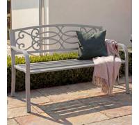 Banc de jardin HWC-F44, Banc de parc Banc, 2 places acier revêtu par poudre ~ gris