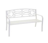 Banc De Jardin Hwc-F44, Banc Du Parc, 2 Places, Acier Thermolaqué Blanc Blanc