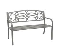Banc De Jardin Hwc-F44, Banc Du Parc, 2 Places, Acier Thermolaqué Gris Gris