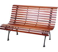 Banc de jardin HWC-F97, Banc de parc Banc en bois, 2 places fonte bois 122cm 22kg ~ brun