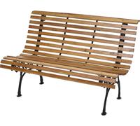 Banc de jardin HWC-F97, Banc de parc Banc en bois, 2 places fonte bois 122cm 22kg ~ marron clair